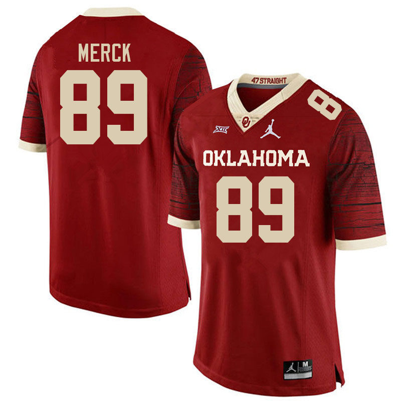 Men #89 Eli Merck Oklahoma Sooners College Football Jerseys Stitched Sale-Retro - Click Image to Close